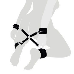 Хрестовина з натуральної шкіри Art of Sex - 4 Way Connector, Чорний SO7480 фото