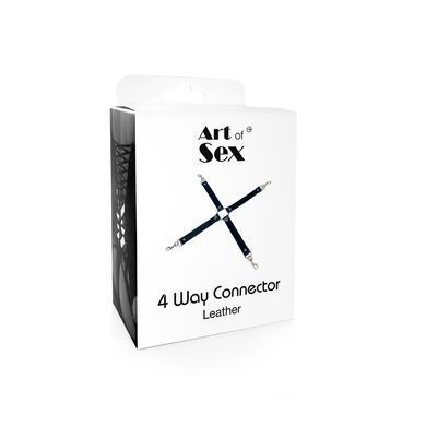 Хрестовина з натуральної шкіри Art of Sex - 4 Way Connector, Чорний SO7480 фото