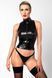 Топ Noir Handmade F324 Glam, S, black, халтер, на блискавці, вінілові вставки, комір-стійка SX0375 фото 1