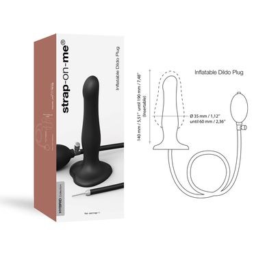 Надувний фалоімітатор Strap-On-Me INFLATABLE DILDO PLUG - NOIR, кулька всередині, діаметр до 6 см SO7383 фото