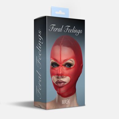 Маска сітка з відкритим ротом та очима Feral Feelings - Mask Red SO9328 фото