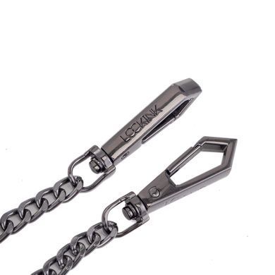 Нашийник з повідцем LOCKINK Tied Collar with Leash Set, чорний, ланцюг зі шкіряною петлею та карабіном SX0829 фото