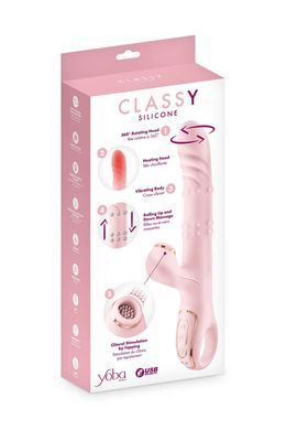 Вібратор-кролик 5в1 Yoba Classy, ​​вібрація, ротація, пульсація, перлинний масаж, нагрівання SX3983 фото