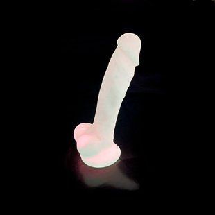 Фалоімітатор SilexD Johnny Pink Glow in the dark, двошаровий, силікон+Silexpan, діаметр 3,5см SO7026 фото