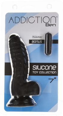 Фалоімітатор ADDICTION Ben 7" Dildo With Balls Black, віброкуля в подарунок SX3156 фото