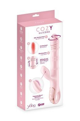 Вібратор-кролик 5в1 Yoba Cozy, вібрація, ротація, пульсація, перлинний масаж, нагрівання SX3984 фото