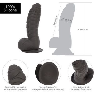 Фалоімітатор ADDICTION Ben 7" Dildo With Balls Black, віброкуля в подарунок SX3156 фото