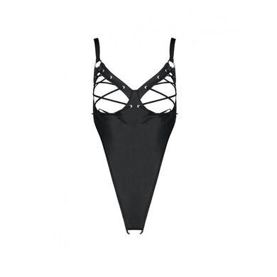 Боді з екошкіри CELINE BODY black S/M &mdash; Passion: з доступом, відкритий SO6404 фото