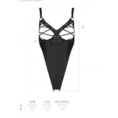 Боді з екошкіри CELINE BODY black S/M &mdash; Passion: з доступом, відкритий SO6404 фото