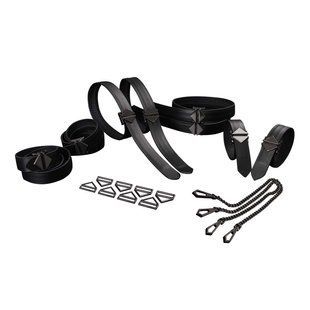 Набір для бондажу LOCKINK 8-Bondage-Straps Restraint Set, чорний 8 ременів з натуральної шкіри SX0835 фото
