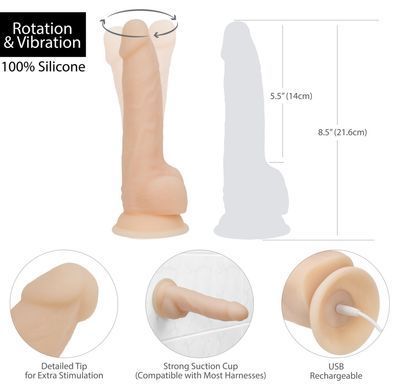 Фалоімітатор з вібрацією та ротацією Naked ADDICTION James 8&Prime; Rotating & Vibrating Dong, пульт ДК SO5587 фото