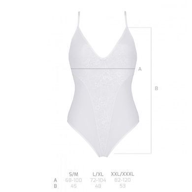 Боді з ажурним декором та відкритим кроком Ursula Body white L/XL &mdash; Passion SO5832 фото