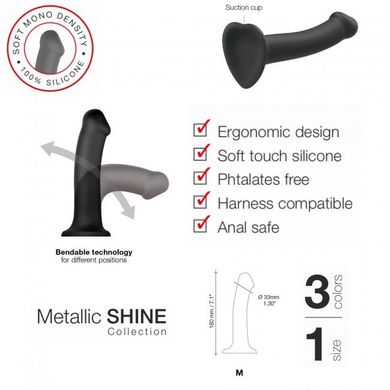 Насадка для страпона Strap-On-Me Mono Density Dildo Violet M, диам. 3,3см, одношаровий силікон, гнуч SO3570 фото