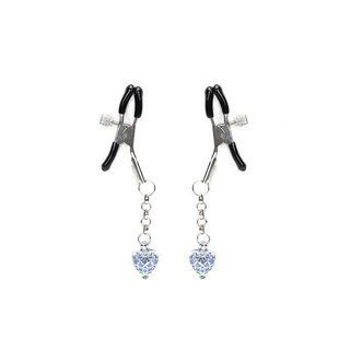 Затискачі для сосків із сердечком Liebe Seele Glow-in-dark Nipple Clamps Blue, світяться в темряві SX1683 фото