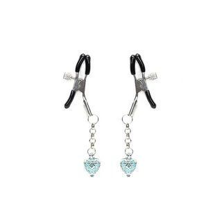 Затискачі для сосків із сердечком Liebe Seele Glow-in-dark Nipple Clamps Light Blue, світяться в темряві SX1684 фото