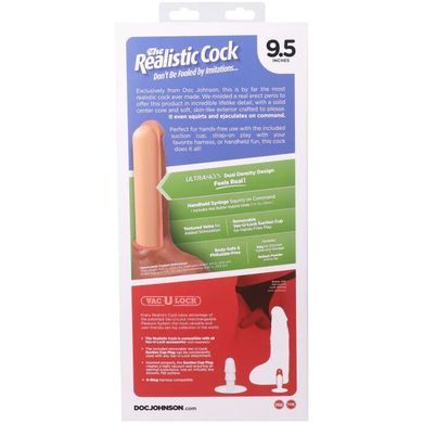 Фалоімітатор, що кінчає Doc Johnson The Realistic Cock ULTRASKYN - Squirting 9,5 Inch Vanilla SX4465 фото