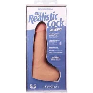 Фалоімітатор, що кінчає Doc Johnson The Realistic Cock ULTRASKYN - Squirting 9,5 Inch Vanilla SX4465 фото