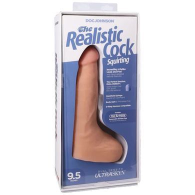 Фалоімітатор, що кінчає Doc Johnson The Realistic Cock ULTRASKYN - Squirting 9,5 Inch Vanilla SX4465 фото