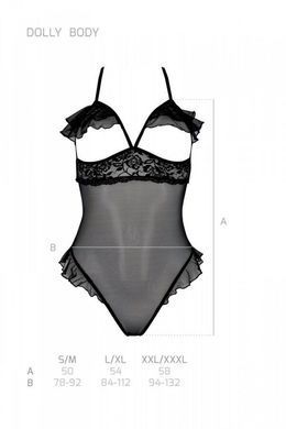Еротичне боді Passion DOLLY BODY, S/M, black, з відкритими чашками SO9702 фото