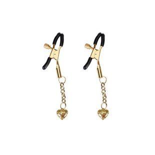 Затискачі для сосків з підвіскою Liebe Seele Hollow Heart Nipple Clamps Gold SX1685 фото