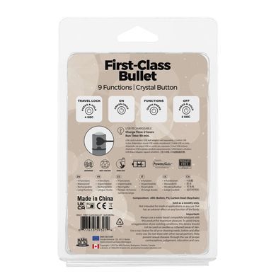 Віброкуля PowerBullet First-Class Bullet 2.5&Prime; з Key Chain Pouch, Gun Metal, 9 режимів вібрації SO6846 фото
