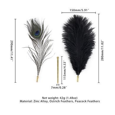 Лоскітка LOCKINK SEVANDA Natural Peacock Flirting Feather Tickler, пір&rsquo;я павича та страуса SX0895 фото
