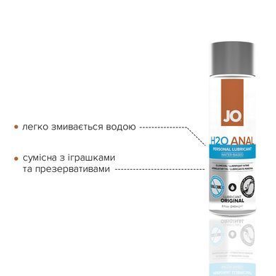 Анальна змазка System JO ANAL H2O &mdash; ORIGINAL (240 мл) на водній основі, рослинний гліцерин SO1694 фото