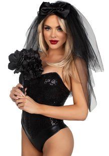 Фата нареченої Leg Avenue Tiered bridal veil O/S Black SX2796 фото