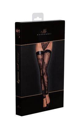 Панчохи без миска Noir Handmade F243 Tulle stockings with patterned flock embroidery, S SX0155 фото