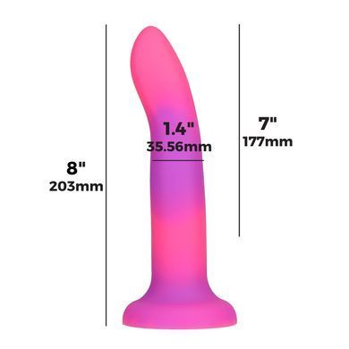 Фалоімітатор, що світиться в темряві, ADDICTION Rave 8&Prime;, Glow in the Dark Dildo Pink Purple, 20,3 см SO6850 фото