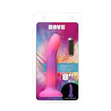 Фалоімітатор, що світиться в темряві, ADDICTION Rave 8&Prime;, Glow in the Dark Dildo Pink Purple, 20,3 см SO6850 фото