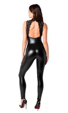 Комбінезон Noir Handmade F342 Powerwetlook and lace overall - 3XL SX2001 фото