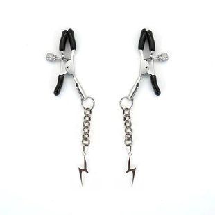 Затискачі для сосків Liebe Seele Lightning Nipple Clamps Silver, підвіска-блискавка SX1691 фото