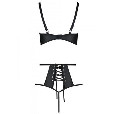 Комплект з екошкіри: бюстгальтер та трусики з перфорацією Tamaris Set black L/XL &mdash; Passion SO5796 фото