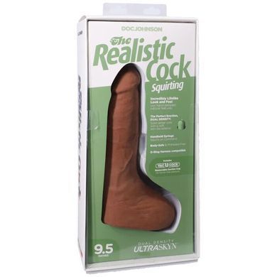 Фалоімітатор, що кінчає Doc Johnson The Realistic Cock ULTRASKYN - Squirting 9,5 Inch Caramel SX4471 фото