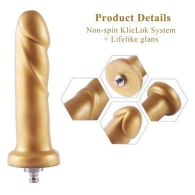 Золотий фалоімітатор Hismith 6.8&Prime; Golden Silicone Dildo, система KlicLok SO6202 фото