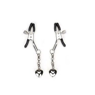 Затискачі для сосків Liebe Seele Solid Heart Nipple Clamps Silver, підвіска-сердечко SX1692 фото