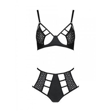 Комплект з екошкіри: бюстгальтер та трусики з перфорацією Tamaris Set black S/M &mdash; Passion SO5797 фото