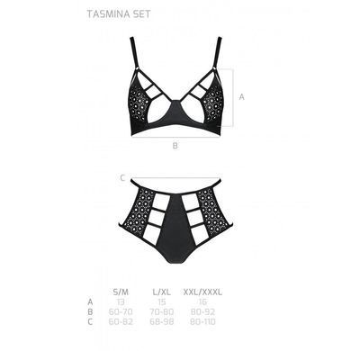 Комплект з екошкіри: бюстгальтер та трусики з перфорацією Tamaris Set black S/M &mdash; Passion SO5797 фото