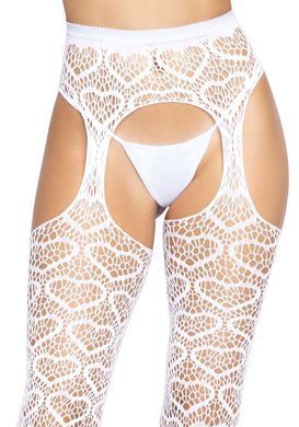 Leg Avenue Heart net suspender hose OS White SO7910 фото