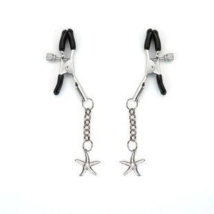 Затискачі для сосків Liebe Seele Starfish Nipple Clamps Silver, підвіска морська зірка SX1693 фото