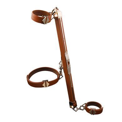 Фіксатор-розпірка LOCKINK Adjustable Spreader Bar Set, коричневий, шкіряний, ремені для шиї, рук/ніг SX0852 фото