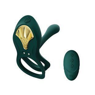 Смарт ерекційне кільце Zalo BAYEK Turquoise Green, подвійне з ввідною частиною, пульт ДК SO6644 фото