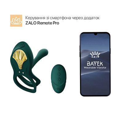 Смарт ерекційне кільце Zalo BAYEK Turquoise Green, подвійне з ввідною частиною, пульт ДК SO6644 фото