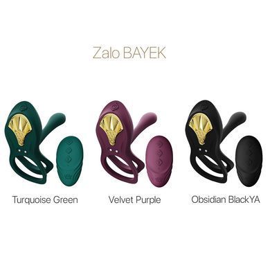 Смарт ерекційне кільце Zalo BAYEK Turquoise Green, подвійне з ввідною частиною, пульт ДК SO6644 фото