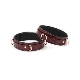 Фіксатори для стегон Liebe Seele Wine Red Thigh Cuffs L Size, натуральна шкіра SO9455 фото
