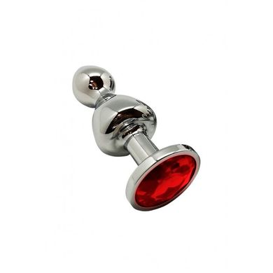 Анальна пробка Wooomy Lollypop Double Ball Metal Plug Red S SO7416 фото