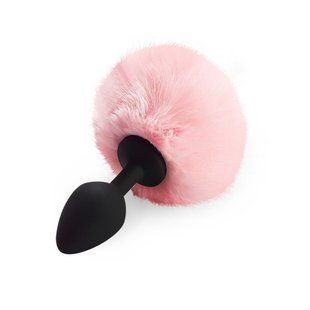 Силіконова анальна пробка М Art of Sex - Silicone Bunny Tails Butt plug, колір Рожевий, діаметр 3,5 SO6693 фото