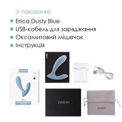 Смарт-вібратор в трусики Svakom Erica Dusty Blue, дуже гнучкий, 2 мотори SO8978 фото