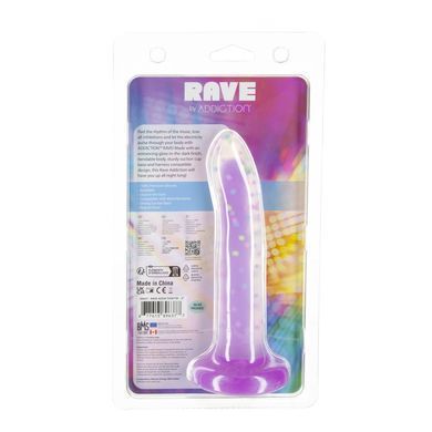 Фалоімітатор, що світиться в темряві, ADDICTION Rave 8&Prime;, Glow in the Dark Dildo Purple Confetti, 20,3 см SX1301 фото